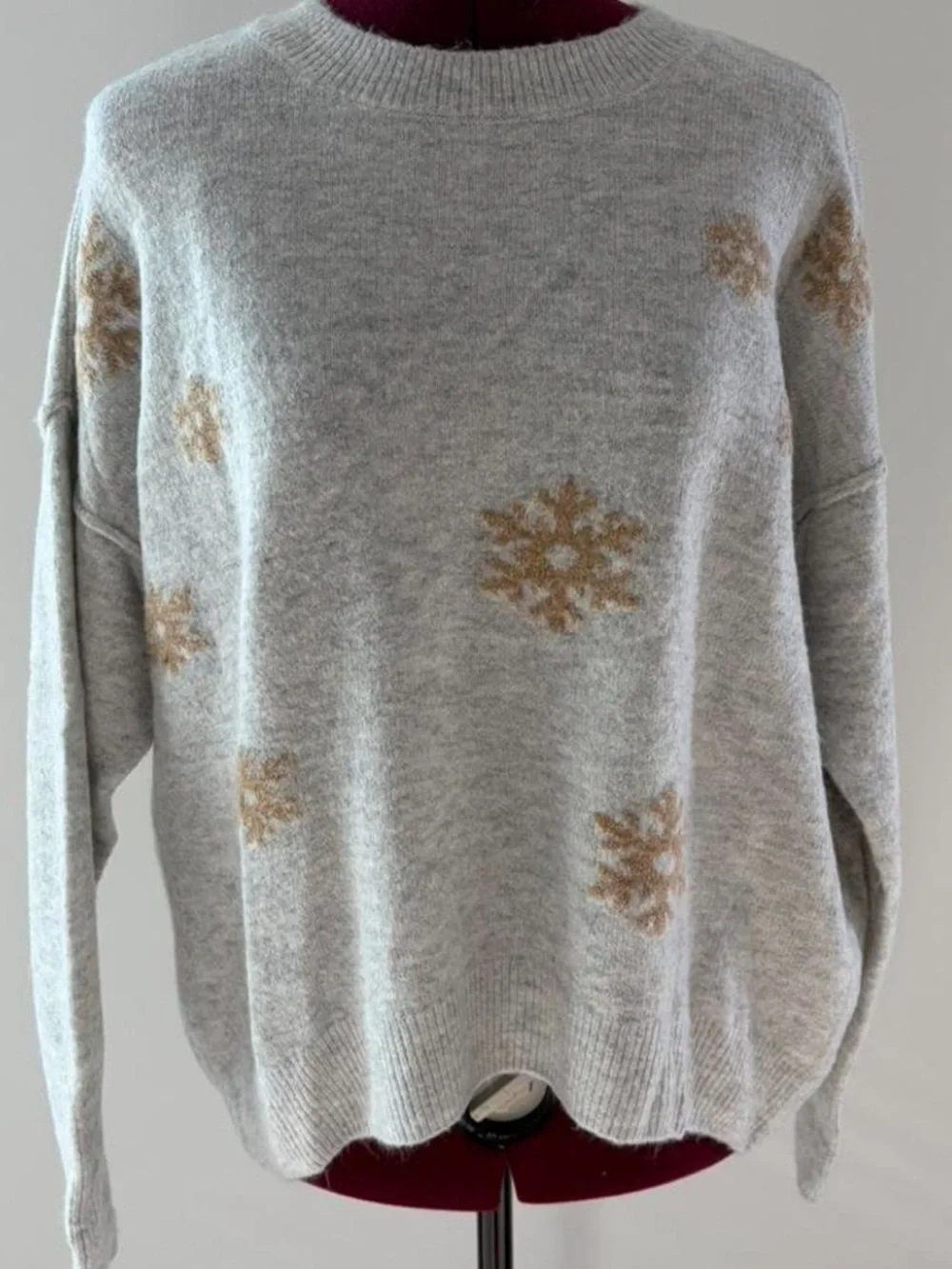 CECE SNOWFLAKE INTARSIA LONG-SLEEVE SWEATER MSRP $79 Size Medium